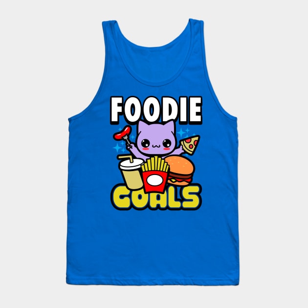 Cute Kawaii Original Foodie Cat Eating Junk Food Gift For Cat And Food Lovers Tank Top by BoggsNicolas